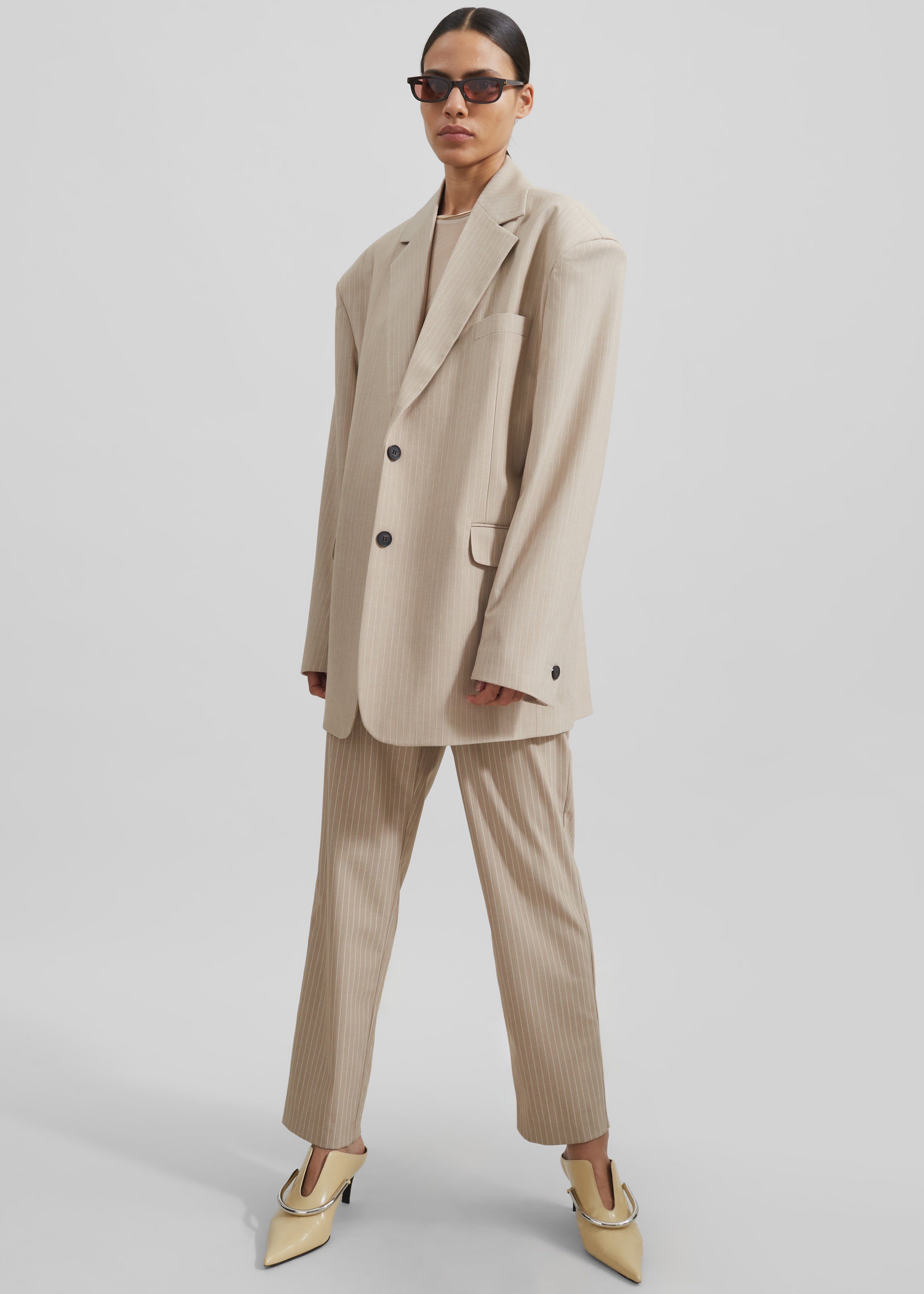 HauteParis™|Stasia Blazer -Beige à rayures