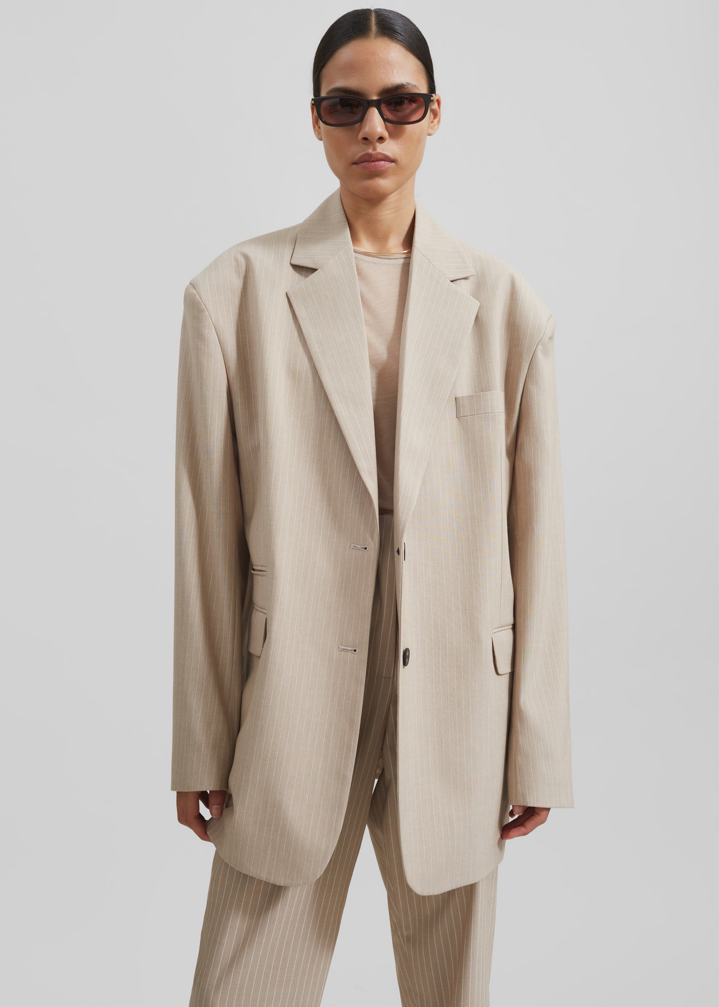 HauteParis™|Stasia Blazer -Beige à rayures