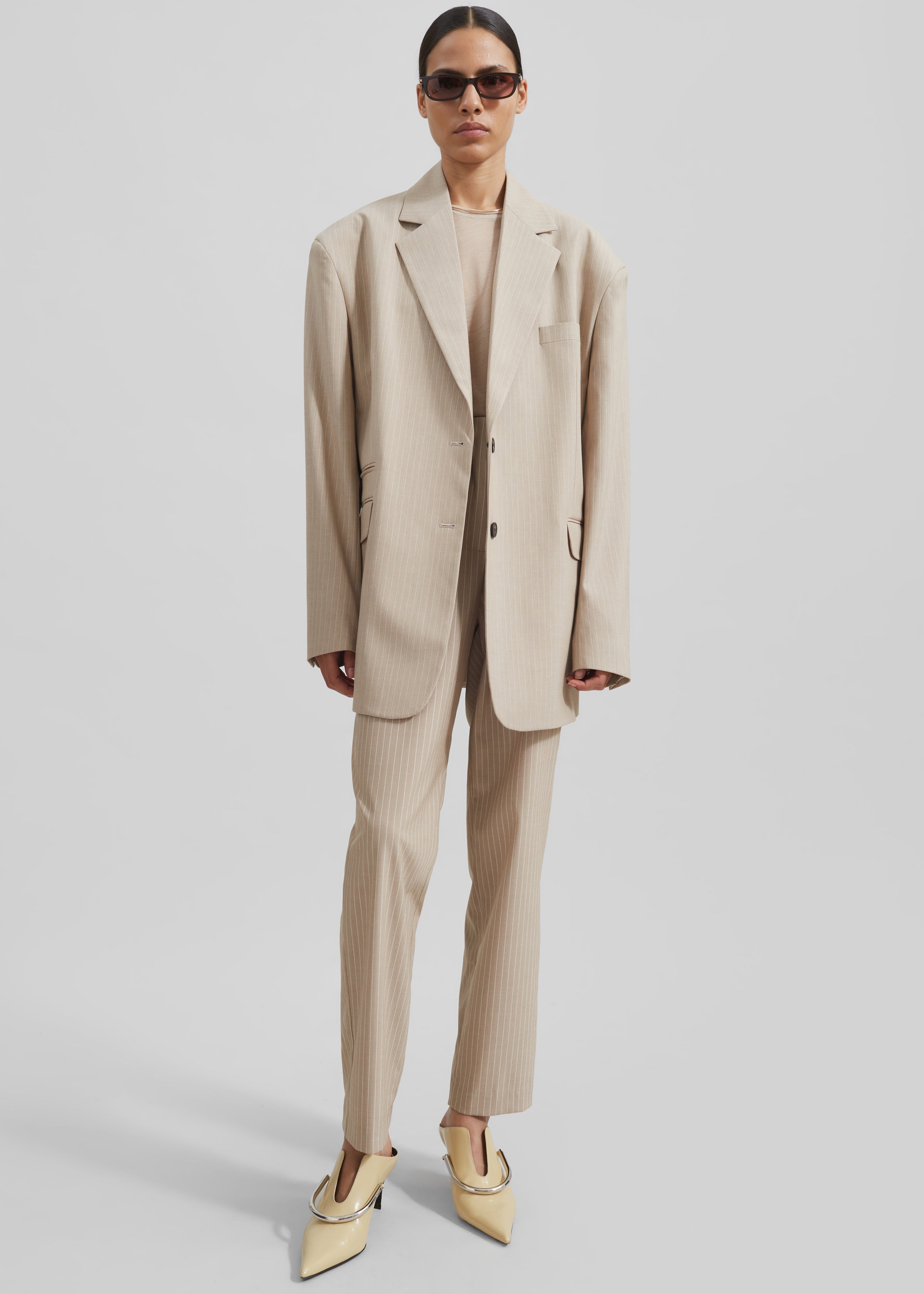 HauteParis™|Stasia Blazer -Beige à rayures