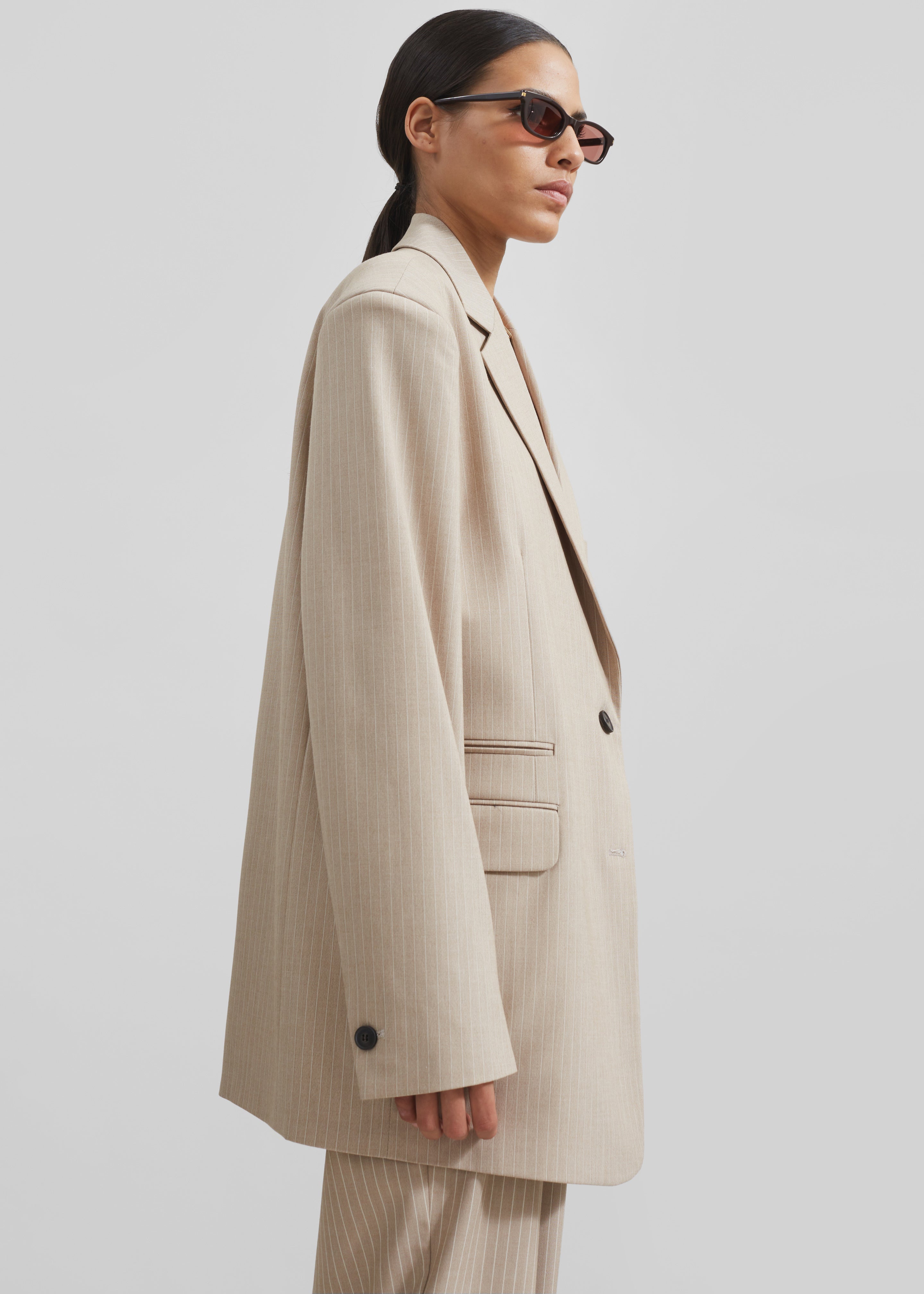 HauteParis™|Stasia Blazer -Beige à rayures