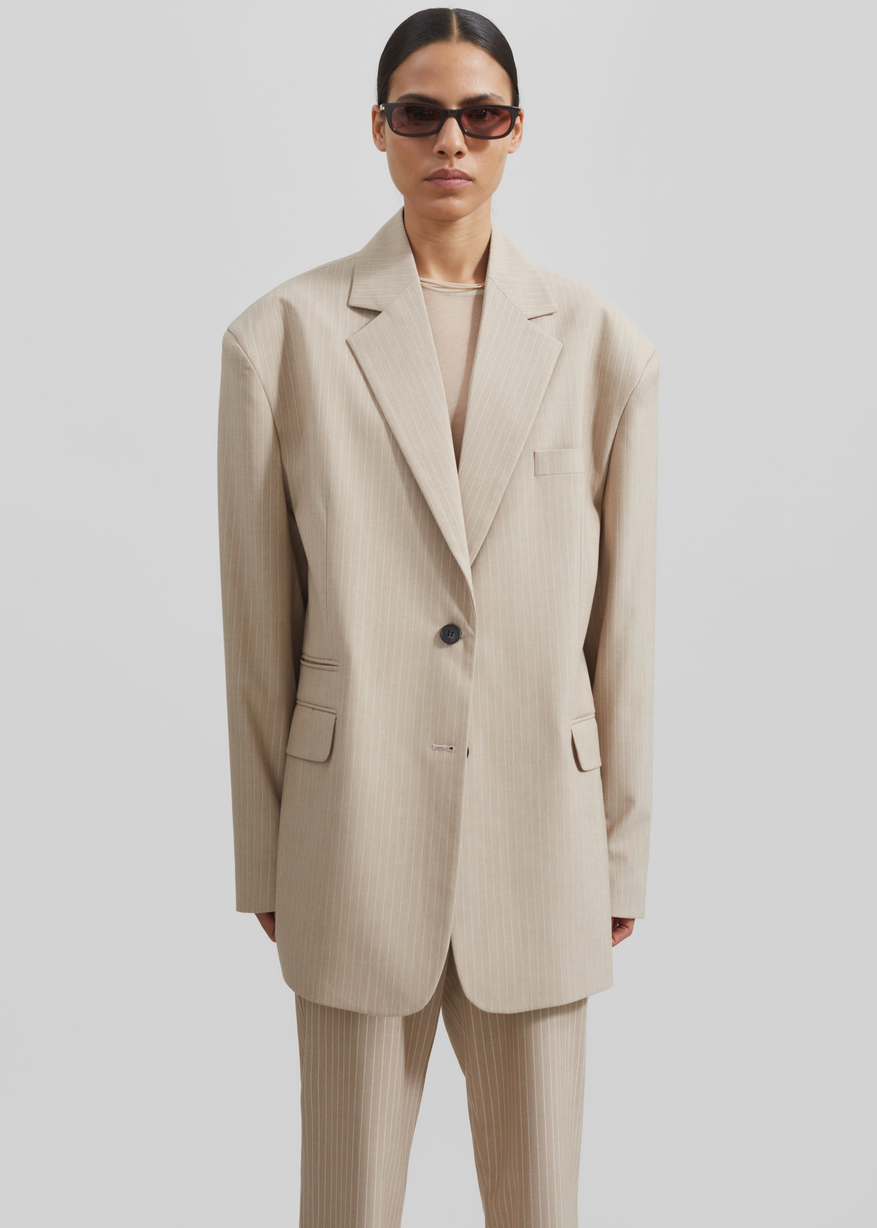 HauteParis™|Stasia Blazer -Beige à rayures